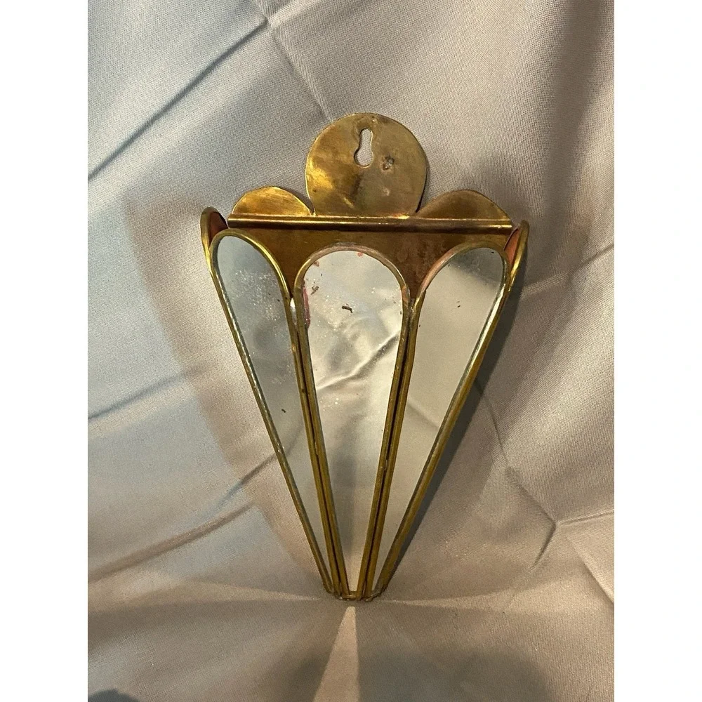 Mirrored Metal Wall Flower Hanger With A Dozen Faux Red Roses